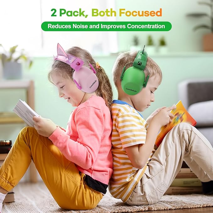 2 Pack Noise Cancelling Headphones for Kids, Kids Ear Protection 28dB SNR Noise Reduction Ear Muffs for 3-16 Years Toddler/Children, Noise Cancelling Headphones Hearing Protection For Fireworks