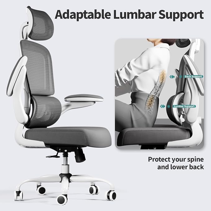 TRALT Office Chair Ergonomic Desk Chair, 330 LBS Home Mesh Office Desk Chairs with Wheels, Comfortable Gaming Chairs White Pack of 6
