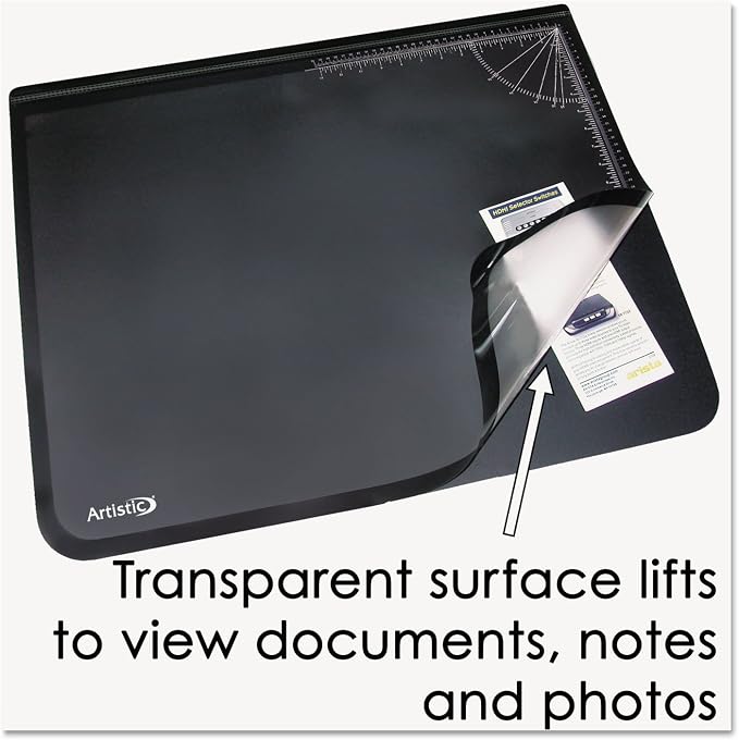 Artistic 41200 Office Products 20" x 31" Logo Pad Lift-top Desktop Organizer Desk Mat, Black/Clear