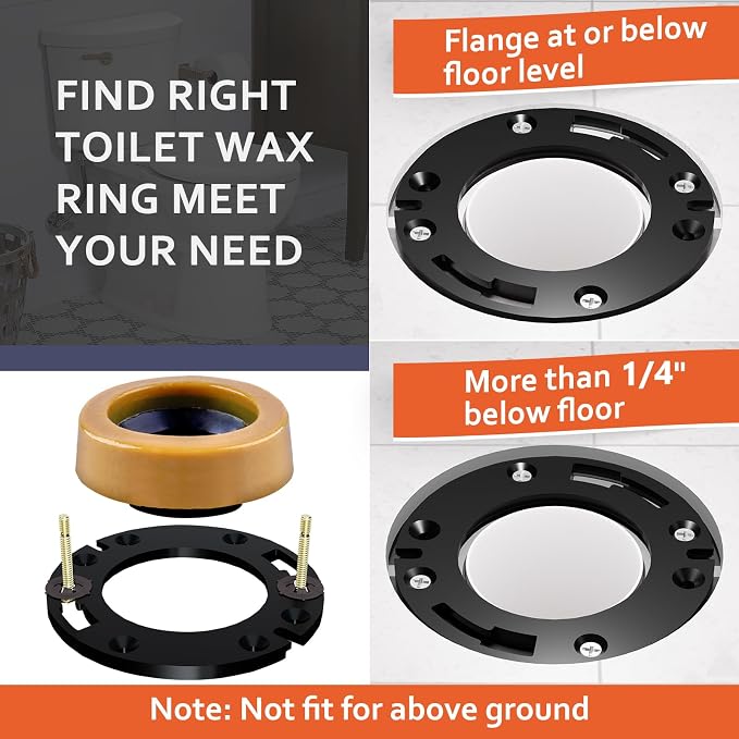 boeemi Toilet Flange Repair Kit with Extra Thick Wax Ring for Toilets Install or Leaking Toilet Wax Ring Replacement Kit Include Mounting Hardware Fits 3-inch or 4-inch Waste Lines