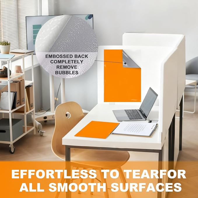 Dry Erase Board Sticker- Whiteboard Stickers-8.3''x11.7'' Removable Dry Erase Sheets- Fridge Dry Erase Paper for Wall/Desk/Refrigerator/Door/Locker/Home/Office/Classroom (Orange-2Pcs)
