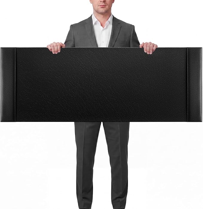 47.2 x 17 Inch Leather Desk Pad Protector with Side Rails, Executive Office Desk Mat for Home Workspace, Writing Surface, Mouse & Keyboard Pad, Elegant Gift for Men Dad Husband(Black)