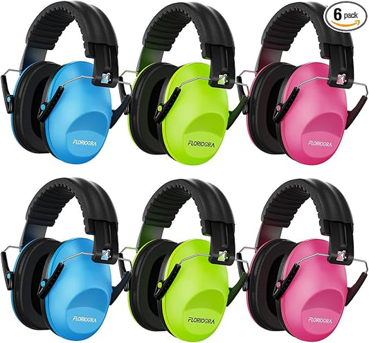 Floriogra 6 Pack Noise Cancelling Headphones for Kids, Kids Ear Protection 28dB SNR Noise Reduction Ear Muffs for Children/Toddler, Noise Cancelling Hearing Protection For Fireworks/Monster Truck