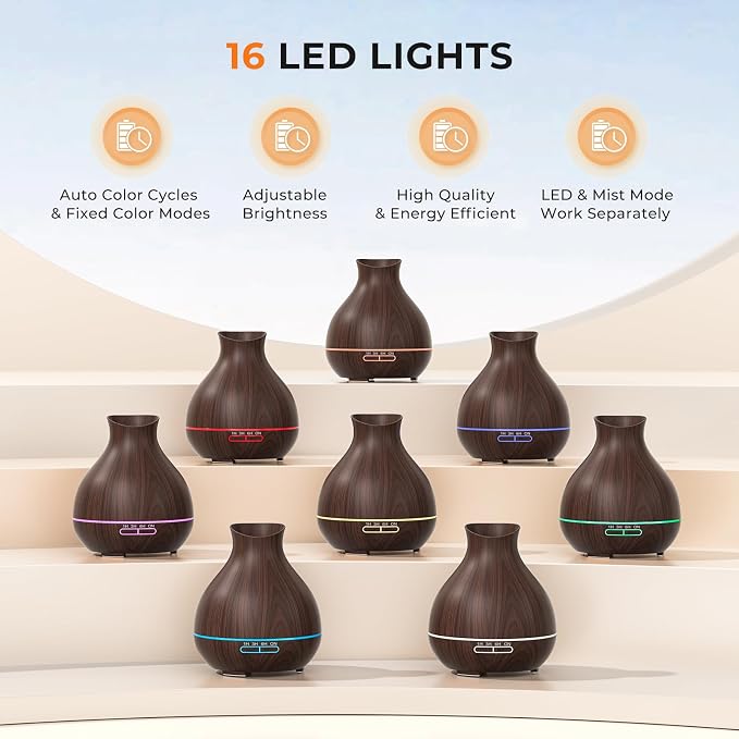 Aromatherapy Essential Oil Diffusers,2 PCS 550ml High Mist Output Humidifiers for Large Room, Home, Waterless Auto-Off, 7 Color LED Lights Cool Mist Humidifier Ultrasonic Diffusers