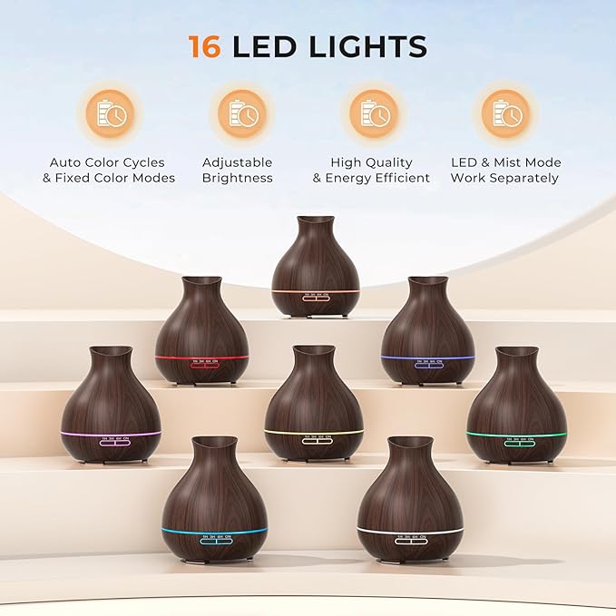 BZseed Aromatherapy Essential Oil Diffusers,2 PCS 550ml High Mist Output Humidifiers for Large Room, Home, Waterless Auto-Off, 7 Color LED Lights Cool Mist Humidifier Ultrasonic Diffusers