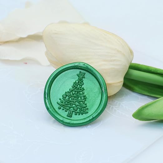 SWANGSA Christmas Tree Wax Seal Stamp Kit with 200pcs Sealing Wax Beads and Pen, Great for Embellishment of Christmas Cards, Invitations, Wine Packages, Gift Ideas