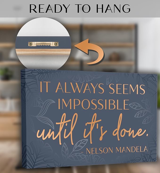 HoneyKICK Nelson Mandela Inspirational Quote Canvas Wall Art - Motivational Wall Decor for Office, Bedroom, Living Room - Abstract Wall Art for Women Office Decor Framed Canvas