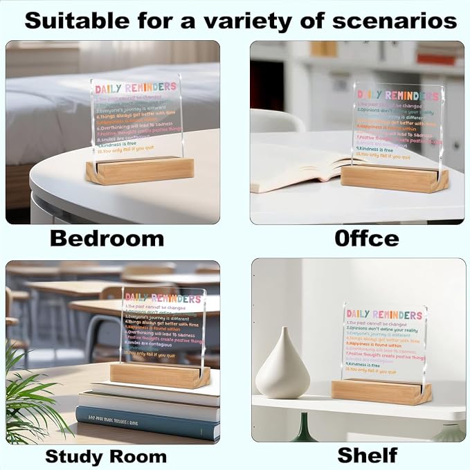 Inspirational Motivational Gifts Employee Appreciation Gift Little Reminder | You are Enough Clear Desk Decorative Sign Acrylic Sign With Wooden Stand for Office Table Shelf Decor Desk Accessories