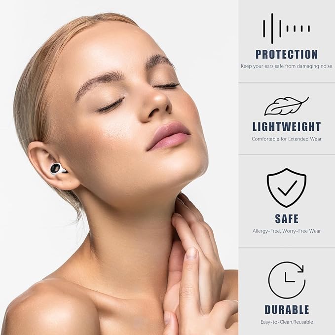 Ear Plugs for Sleeping Noise Cancelling, 2 Sets Ultralight Reusable Sleep Earplugs with 8 Ear Tips, Silicone Hearing Protection Ear Plugs for Concert and Travel,Focus, Soft Earplugs for Sleep