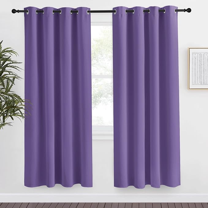 NICETOWN Lilac Purple Blackout Curtain 78 inch Long, W55 x L78, 1 Panel, Thermal Insulated Window Treatment with Grommet Room Darkening Thermal Insulated Panel for Bedroom/Living Room
