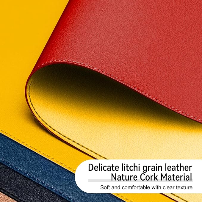 Dual Sided Leather Desk Mat - Waterproof Desk Pad - Ideal for Large Mouse Pad and Desk Mats on Top of Desks (red, 33"*13")