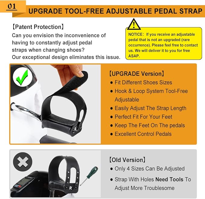 Under Desk Bike Pedal Exerciser, Portable Mini Exercise Bike with LCD Display for Home/Office, Desk Cycle for Leg/Arm with Handle, Leg Exerciser While Sitting for Seniors (White)