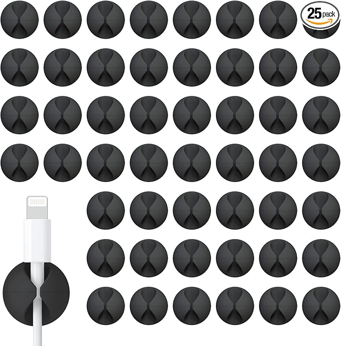 50PCS Desk Organizer,Adhesive Under Desk Cable Management Clips,Cord Organizer,Cable Clips for Nightstand,Wire Holders for Cords, For Home, Office, Car, Cubicle, Nightstand - Black