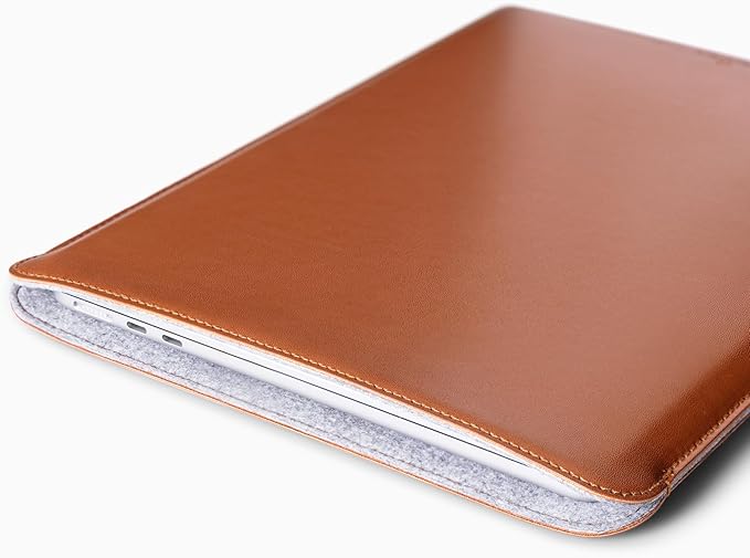 Comfyable Laptop Sleeve 15 Inch Precisely Compatible with MacBook Air 15" M5 M4 M3 M2 2026, Faux Leather Cover Case, Brown