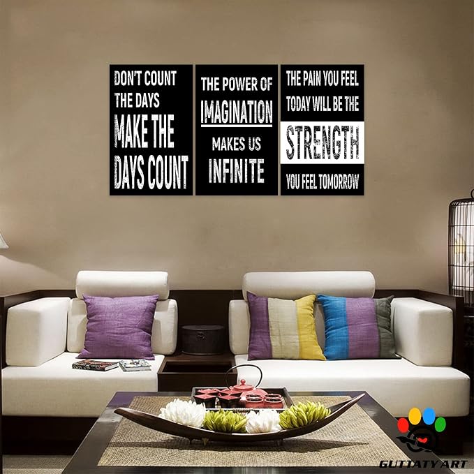 Office Wall Art-3 Panel Motivational Canvas Art for Home Office, Positive Quote Art, Entrepreneur Poster Frame 20'x30'x3Pcs