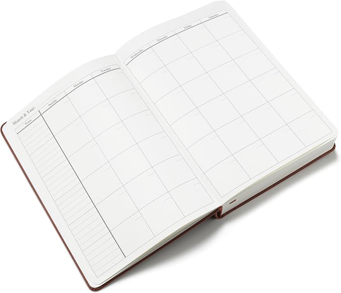 Wykeham's Executive 2026 Undated Daily Journal Planner – Customization Available (Personalized Brown, 8.5"×5.5")