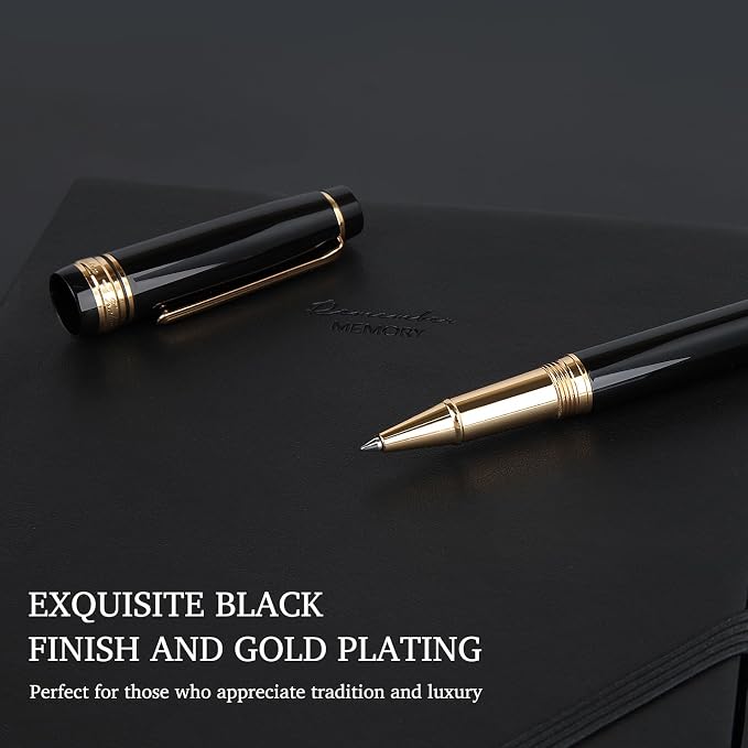 Luxury Rollerball Pen,Nice pen with 24K Gold Trim, Schneider Ink Refill, Professiona,Executive Office, Fancy Pens, Luxury pens with gift case for Men & Women with 1 Refill