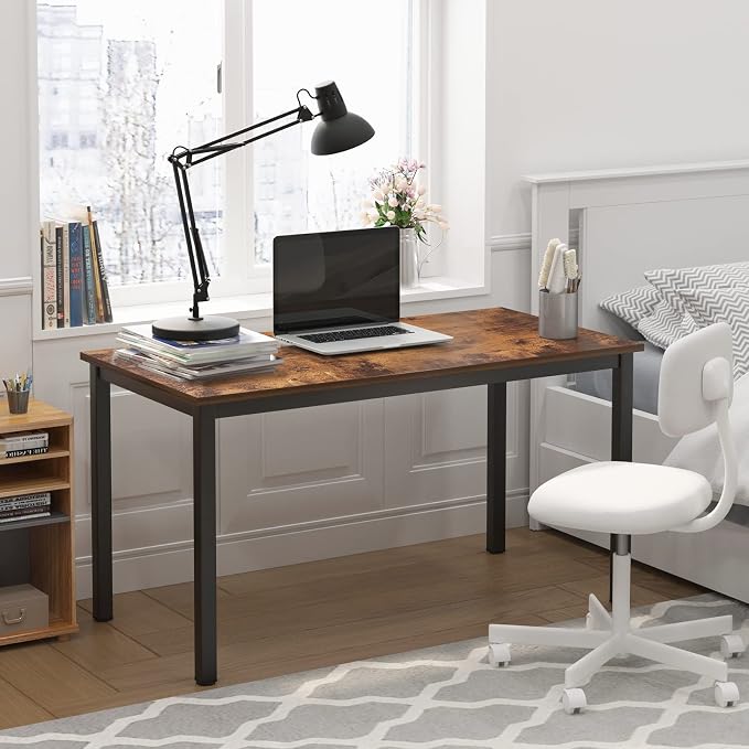 Need Office Computer Desk - 47 Inches Modern Simple Heavy Duty Working Study Table,Modern Simple PC Writing Table,Home Office Desk Rustic Brown&Black