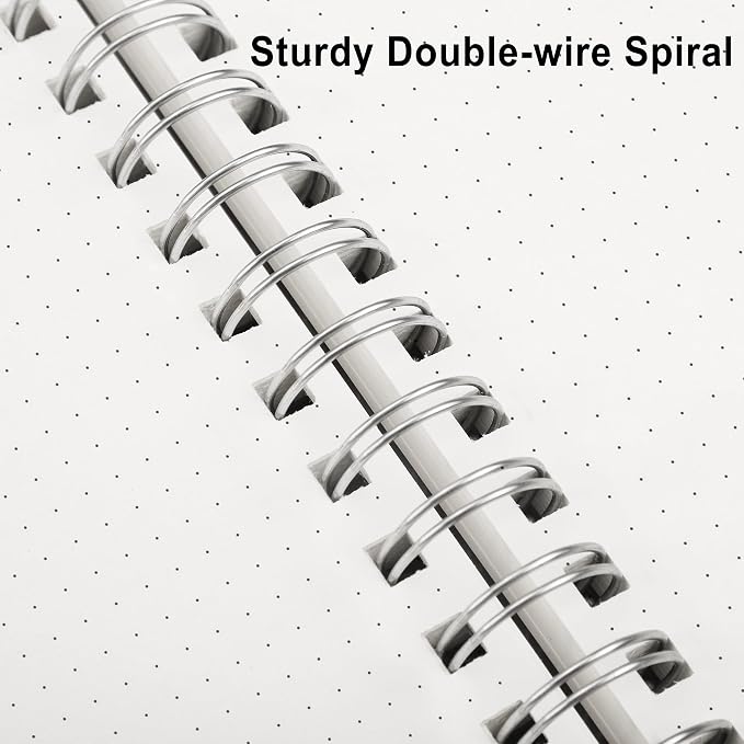 RETTACY Dotted Journal Notebook, 300 Pages, B5 Medium Size (7.4'' × 10''), 100 GSM Thick Paper, Flexible Plastic Cover, Spiral-bound, for Journaling, Planning, Tracking (Navy Blue)