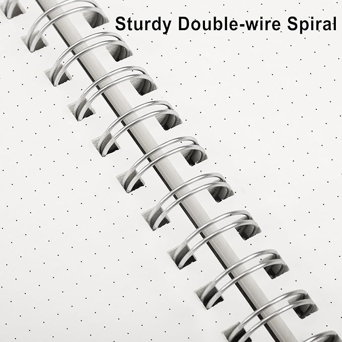 RETTACY Dotted Journal Notebook, 300 Pages, B5 Medium Size (7.4'' × 10''), 100 GSM Thick Paper, Flexible Plastic Cover, Spiral-bound, for Journaling, Planning, Tracking (Deep Green)