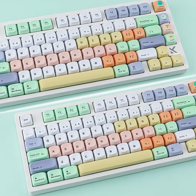 Tsungup MOA Keycaps,Clean & Minimal 130 Keys Magic Bean Custom Keycaps,PBT Cute Dye Sub Key Caps Keyboard Keycap Set for MX Switches Mechanical