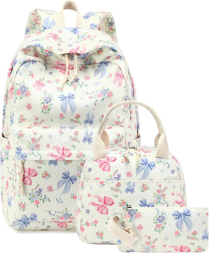 Bluboon School Backpack Set Girls Womens Laptop Bookbag Casual Daypack Fits 15 inch Laptop with Lunch Tote Bag and Pencil Bag