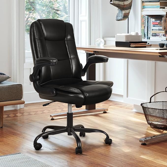 VITESSE Ergonomic Office Chair, Big and Tall Executive Office Chair | Office Chair with Flip-up Armrests,High Back Lumbar Support Home Computer Desk Chair, Heavy and Duty Computer Chair (Black)