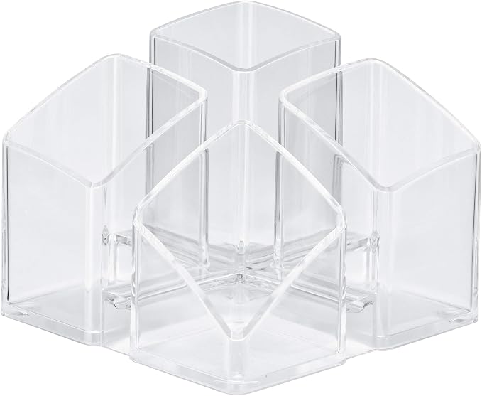 HAN 17450-23, Scala Desk Tidy. Exclusive Design Meets Function: Elegant, Glossy and Expandable. with 4 compartments und Card Holder, Transparent Crystal-Clear