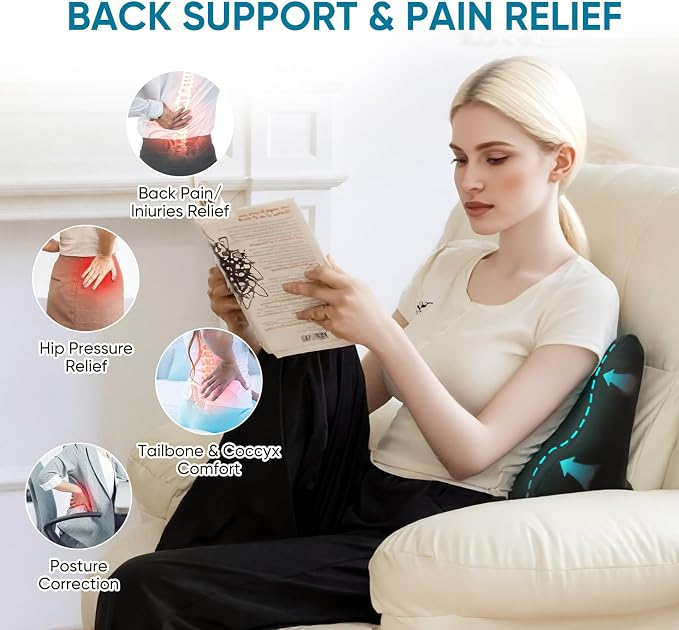 Lumbar Support Pillow for Recliner and Couch, Ergonomic Back Support Pillow | Dual-Layer Memory Foam, Soft Velvet Cover, Lower Back Pain Relief, Back Cushions for Recliner, Sofa & Gaming Chair
