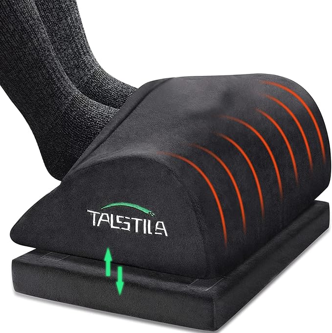 TALSTILA Foot Rest for Under Desk at Work, Footrest with Warm Plush Feet Pocket, Ergonomic 2 Adjustable Heights Foot Stool, Under Desk Footrests, for Office Desks & Chair - Back & Leg Pain Relief