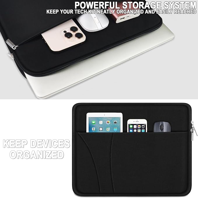 Laptop Sleeve 17 inch, Shockproof Protective Carrying Briefcase Computer Case with Zippered Pocket, Traveling Laptop Cover Compatible for HP, Dell, Asus, Lenovo, Notebook, Black