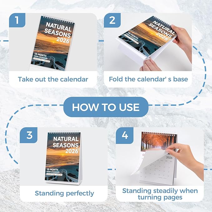 Desk Calendar 2026, 18 Months Desk Calendar 2026-2027 - From January 2026 to June 2027, Small Calendar 2026-5.9" x 8.9", Small Desk Calendar with Dual Coil for School, Home and Office Supplies, Natural Seasons