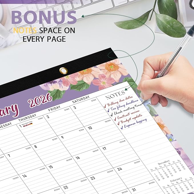 2026 Desk Calendar, Large Desktop/Wall Monthly Calendar (Jan. 2026 - Jun. 2027) 17'' x 12'' School Year Desk Planner for Teacher Family School Office Supplies (Pack of 2)