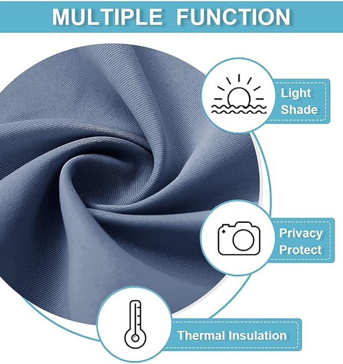 RYB HOME Privacy Room Divider Curtains Blackout Thermal Insulating Soundproof Partitions for Restroom Dorm Apartment Separator Kids Nursery Home Office Meeting, 1 Panel, Stone Blue, W 100 x L 84 inch