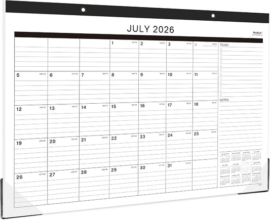 Desk Calendar 2026-2027 - 18 Months Desk Calendar 2026-2027, Jul 2026 - Dec 2027, 2026-2027 Calendar with 17" x 12" Thick Paper, Twin-Wire Binding & Hanger, Julian Dates