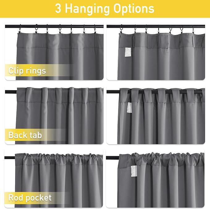 NICETOWN Noise Insulation Curtains 2 Panels, Energy Smart & 100% Blackout Echo of Sounds Reducing Drapes for Sliding Door, Thermal Lined Window Dressing with Back Tab & Rod Pocket(Gray, 62 x 84 inch)