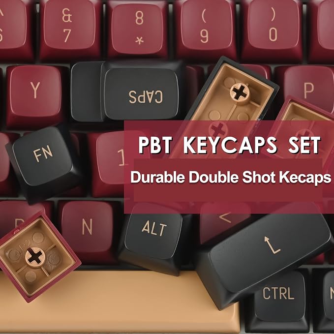 Fogruaden PBT Red Samurai Keycaps, 160 Keycap Set Double Shot Keycaps, CSA Profile, Custom Keycap for Mechanical Keyboard