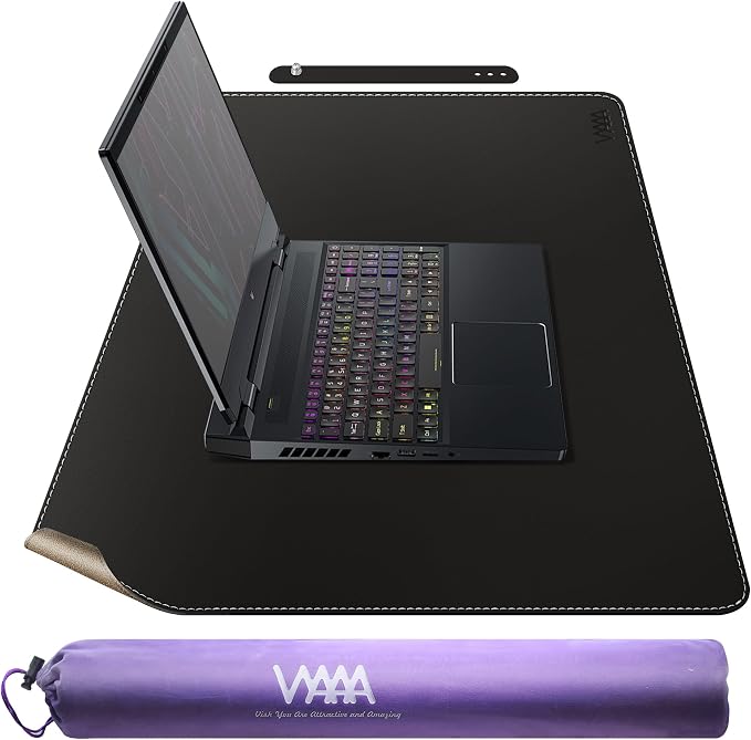 Vyaaa Cork & Leather Desk Mat, 35"×20" Large Mouse Pad, Desktop Protector for Desk, Multifunctional Keyboard Mouse Pad for Home or Office (Black)