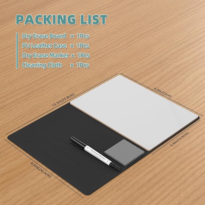 Portable Small White Board,Reusable Dry Erase Board with Stand,Desktop Whiteboard for Office Meeting Bussiness Home 9" x 6" with Marker, Wipe Cloth (Black)