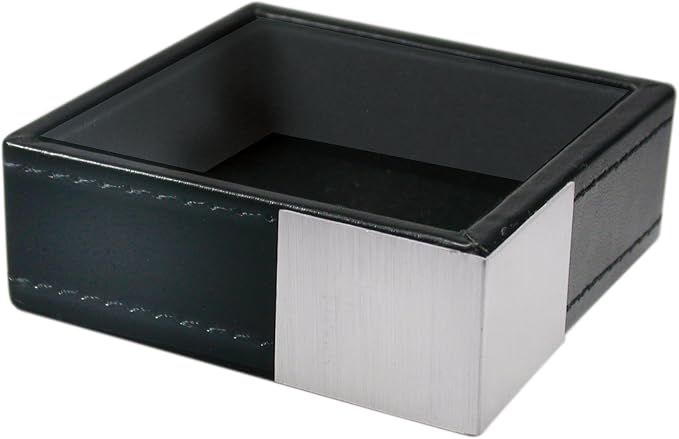 Artistic ART43015 Architect Line Leather-Like Paper Clip Cup, Black with Brushed Metal & Matching Black Stitching and Velvet-Like Lining