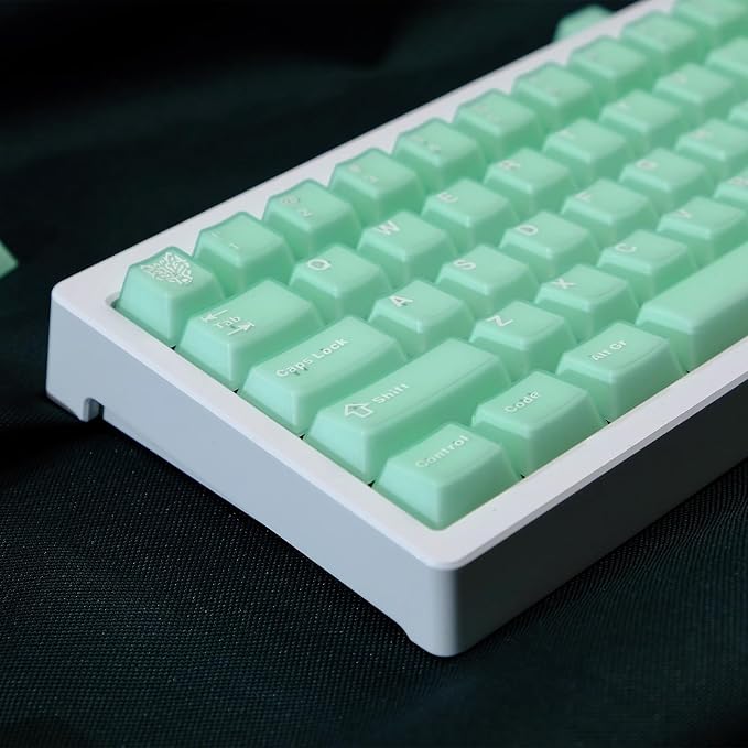 Sumgsn 114 Keys Translucent Keycaps Cherry Profile PBT Doubleshot Green Keycaps Set Fit for 60% 65% 75% Cherry Mx Switches Mechanical Keyboards