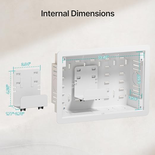 9" in-Wall Media Box Recessed Outlet Cable Management Kit | Structured Media Enclosure, One Connect & Network Switches, Fits Fire TV Stick Samsung, Recessed In-Wall Design