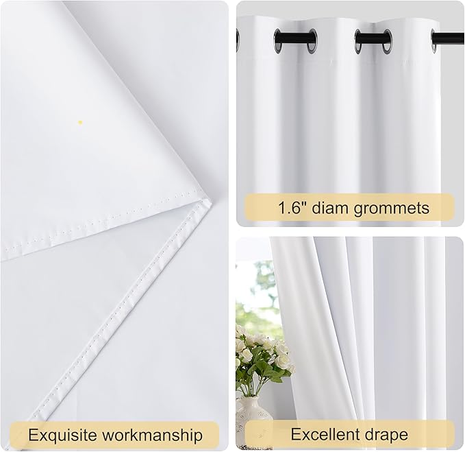 NICETOWN 100% Blackout Window Treatment Curtain, Snow White, 1 Panel, 55 by 78, Energy Smart Thermal Insulated Shade & Blind for Bedroom with Grommet Ring Top