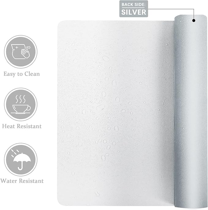 Aothia Double-Sided PU Leather Desk Pad - Non-Slip Large Mouse Pad & Desk Mat for Office, Home - Waterproof, Easy to Clean, Durable Dual-Sided Surface (31.5" x 15.7", White)