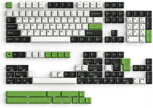 Fogruaden PBT Keycaps Set, Cherry Profile Custom Keycap for Mechanical Keyboard Green White Keycaps