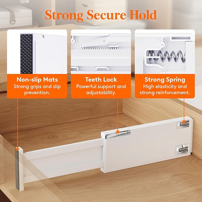 Lifewit 20 Pack Upgrade Drawer Dividers for Clothes, 4" High 11-17" Adjustable Dresser Drawer Organizers, Expandable White Plastic Drawer Separators for Kitchen, Nursery, Office Organization & Storage