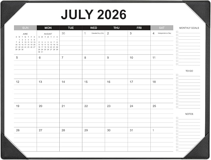 Desk Calendar 2026-2027 with Desk Mat – 22" x 17" Large Desk Pad Calendar Runs from July 2026 to December 2027, Office Supplies Desktop Monthly Calendar for Home & Office