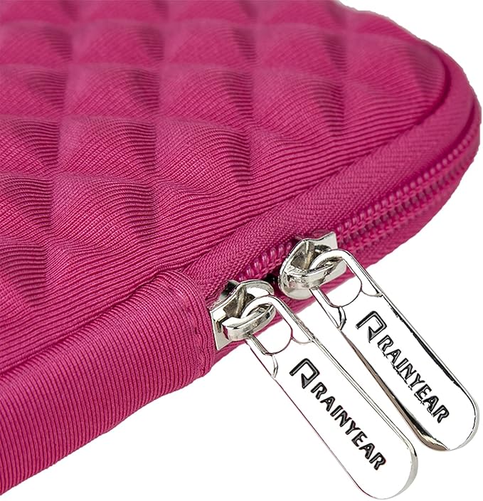 RAINYEAR 15 Inch Laptop Sleeve Diamond Foam Shock Resistant Padded Case Fluffy Lining Carrying Bag Compatible with 15.4" MacBook Pro/Air, Surface Laptop 3/4 15", New XPS 15 Touch (Deep Pink)