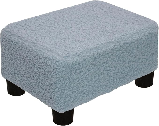 CAROLMADE Small Foot Stool Ottoman Footstool with Legs Under Desk Footrest for Living Room Bedroom and Office, Soft Blue