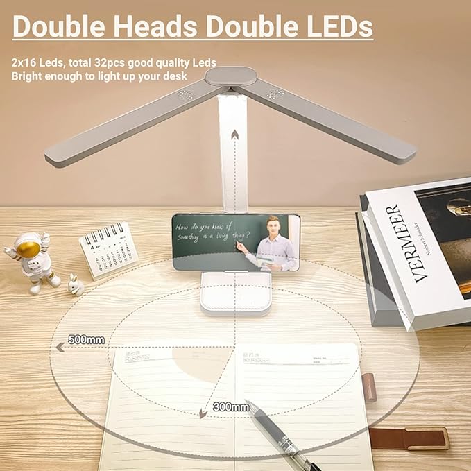 LuxLumin Blue Desk Lamp for Home Office,Portable Small Desk Lamp with 3 Lighting Modes, Battery Operated Rechargeable Desk Light for Kids, Reading,Studying,Dormitory,Blue